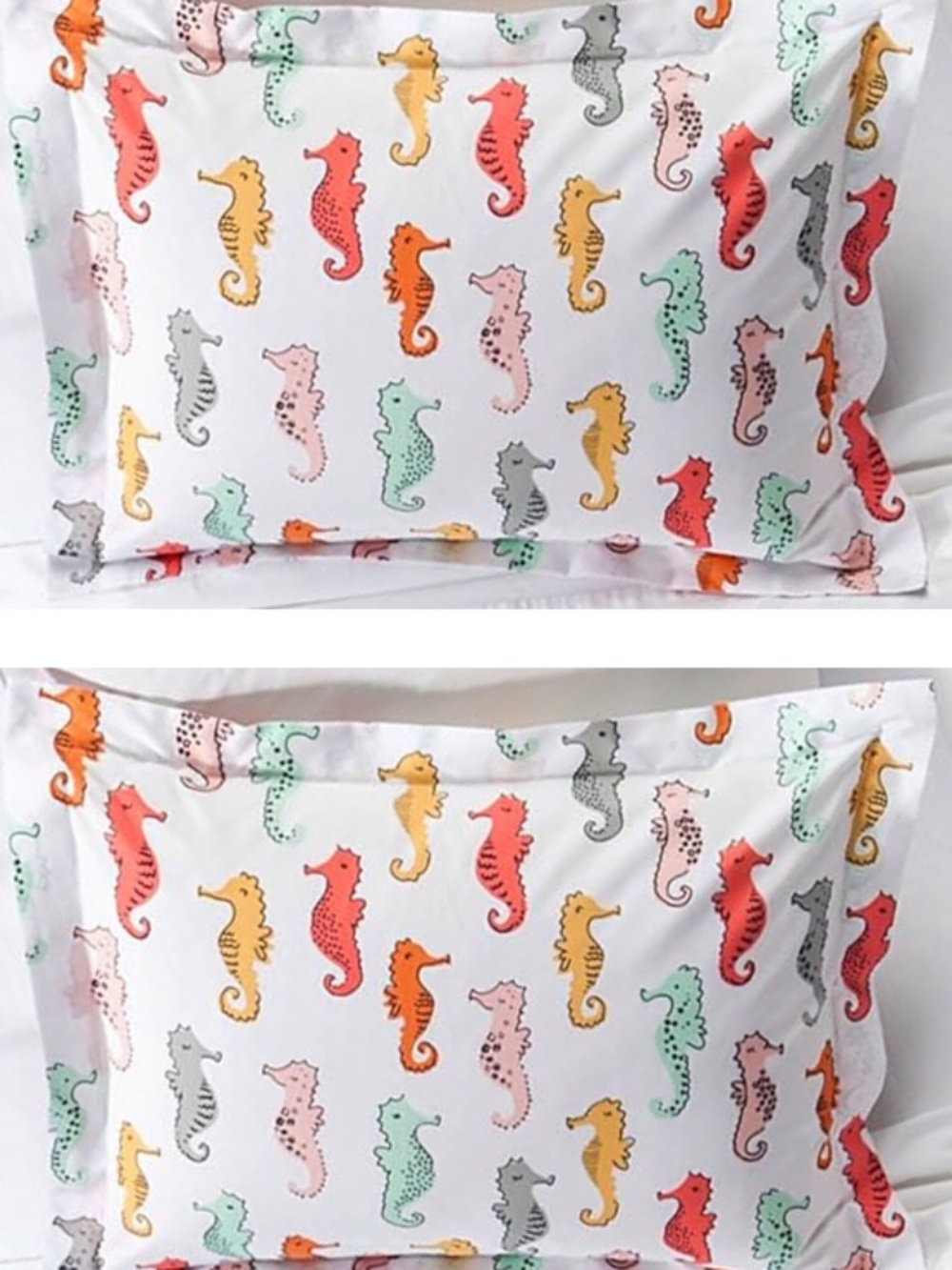 Simply Seahorses Set 2 Pillow Shams Pillowfort White Multicolored Standard Size
